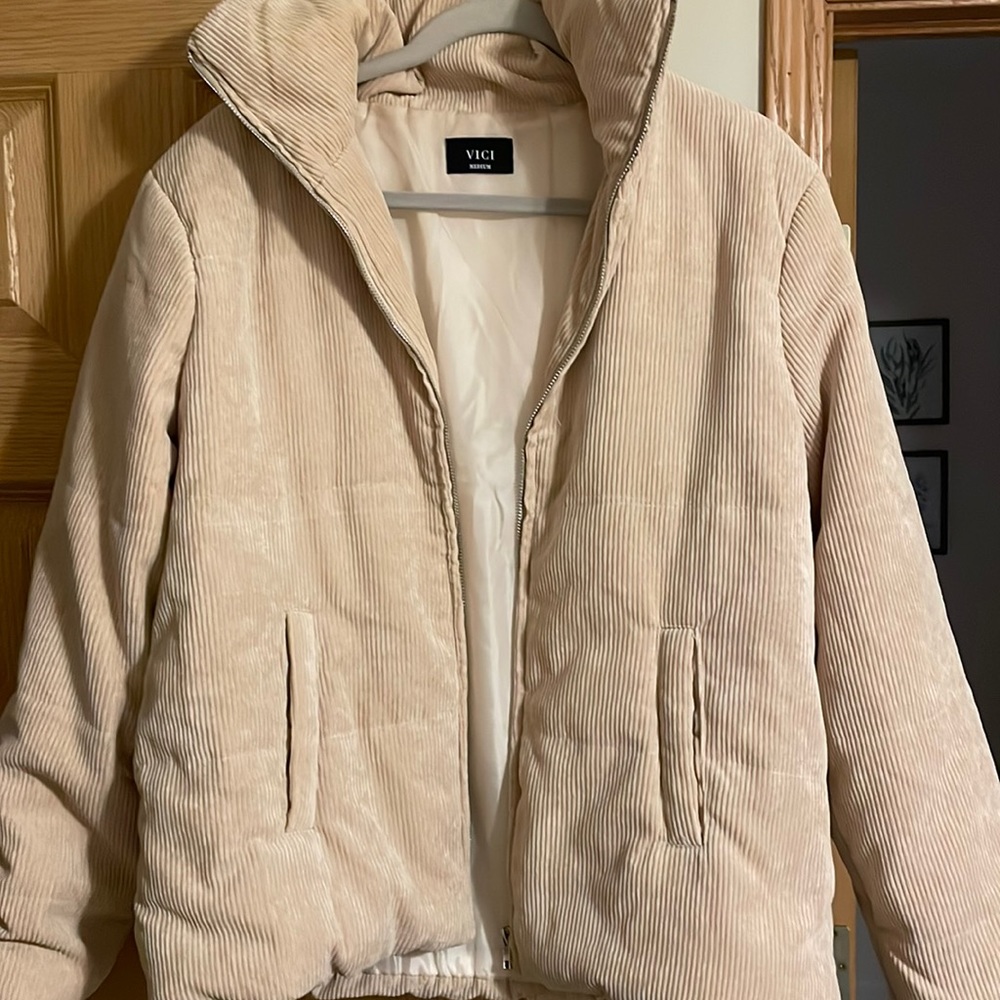 Vici tan zip up puffer jacket